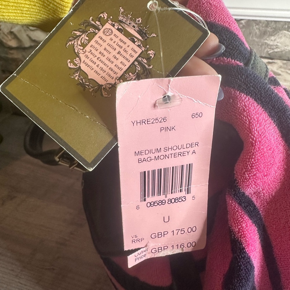 Vintage Y2K Juicy Couture Pink and Black Striped velour bag - Picture 5 of 9